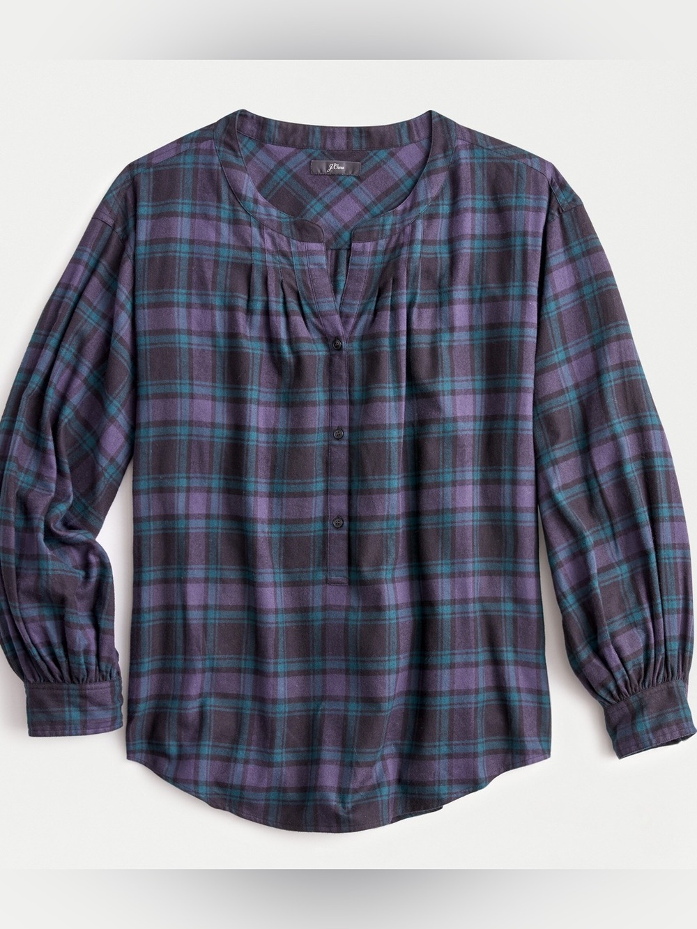J. Crew Plaid Pullover Tunic in Purple and Teal